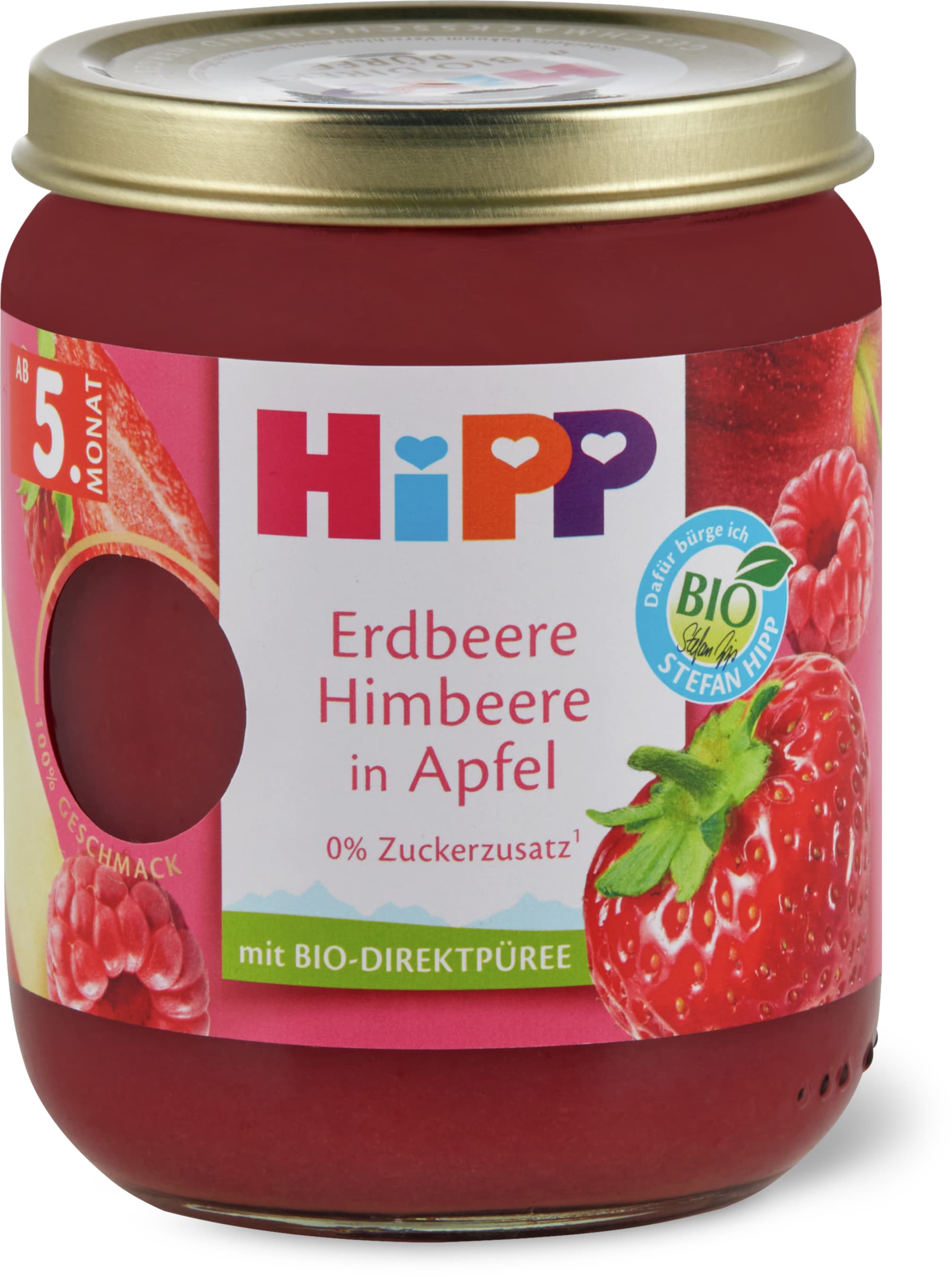 Hipp Fraise, framboise et pomme Bio, Dès le 5e mois 160g